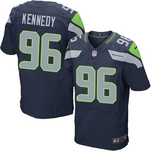 Men's Elite Cortez Kennedy Nike Jersey Navy Blue Home - #96 NFL Seattle Seahawks